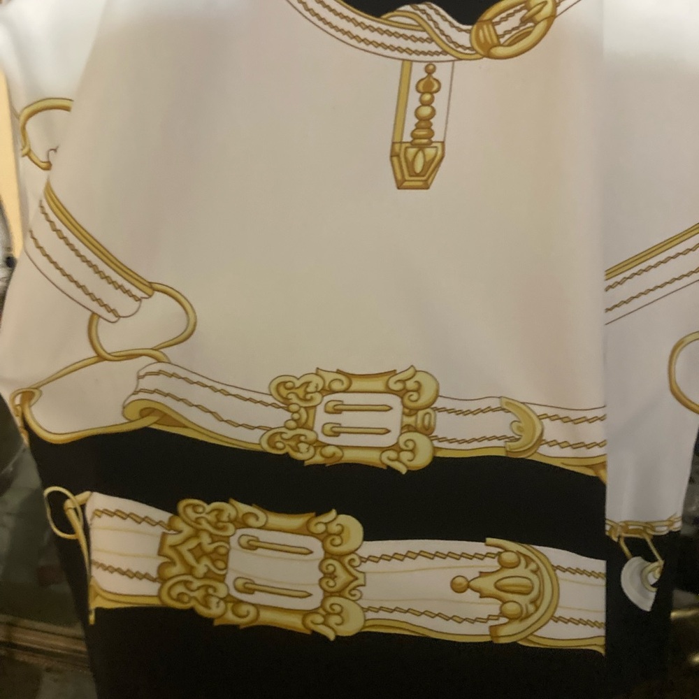 J.McLaughlin Catalina Cloth Medallion Chain Equestrian Crown Print Resort Top - Picture 5 of 16